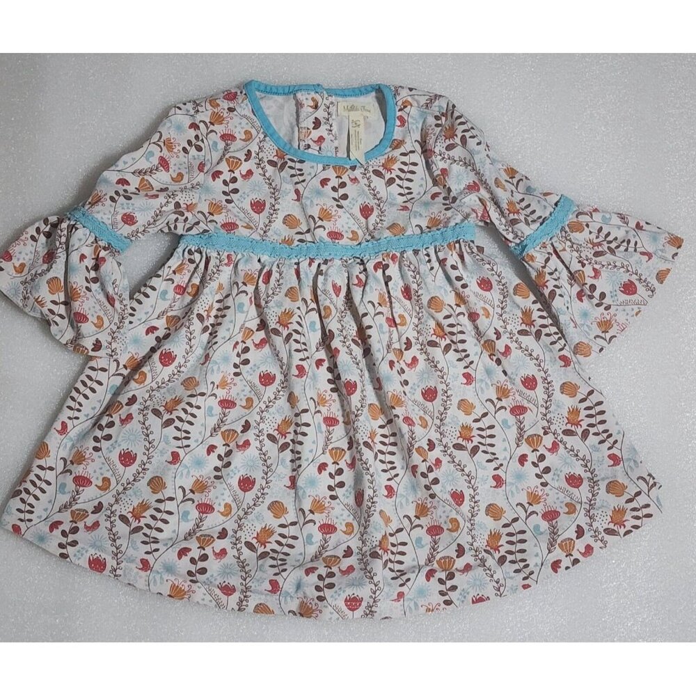 Matilda Jane Girls White Multicolor Floral Swing Top 3/4‎ Bell Sleeve Blouse 6
